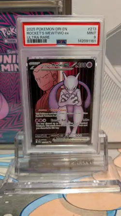 2025 Pokemon Destined Rivals - Team Rocket’s Mewtwo EX Ultra Rare No. 213 PSA 9 - Image 1