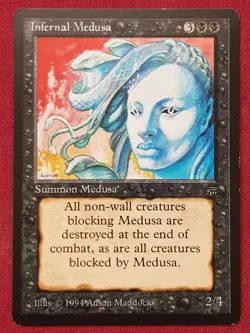 Magic The Gathering LEGENDS INFERNAL MEDUSA black card MTG - Image 1