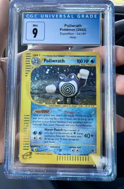 Pokemon TCG Poliwrath Holo Rare Card 24/165 Expedition Set Swirl CGC 9 - Image 3