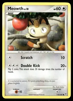 Meowth 114/147 Common Supreme Victors Pokemon Lightly Played - Image 1