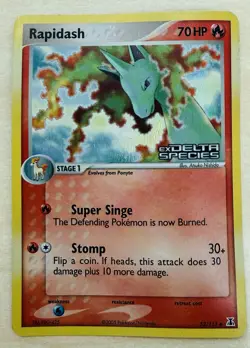 2005 Pokemon Rapidash EX Delta Species 52/113 Reverse Holo STAMPED - Damaged - Image 1