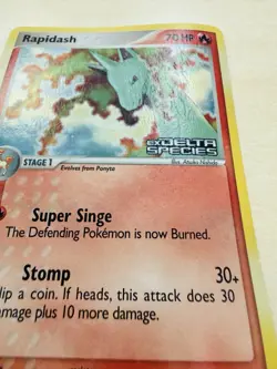 2005 Pokemon Rapidash EX Delta Species 52/113 Reverse Holo STAMPED - Damaged - Image 3