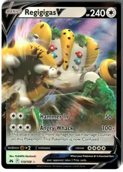 Regigigas V 113/159 Holo V Rare Crown Zenith Pokemon NM - Image 1