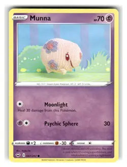 Munna 087/202 Common Sword & Shield Pokemon Lightly Played - Image 1