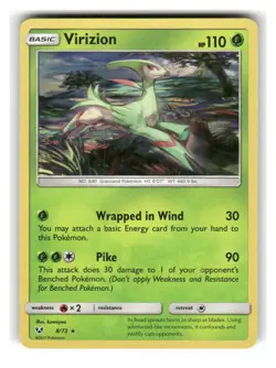 Virizion 8/73 Holo Rare Shining Legends Pokemon Lightly Played - Image 1