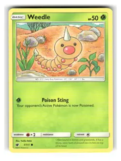 Weedle 1/111 Common Crimson Invasion Pokemon Near Mint - Image 1