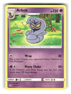 Arbok 63/214 Rare Unbroken Bonds Pokemon Lightly Played - Image 1