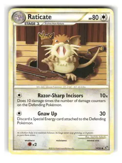 Raticate 34/90 Uncommon HGSS Undaunted Pokemon Lightly Played - Image 1