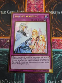 Yu-Gi-Oh! TCG Solemn Warning PGL2-EN068 Gold Rare 1st Edition Near Mint - Image 1