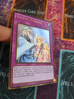 Yu-Gi-Oh! TCG Solemn Warning PGL2-EN068 Gold Rare 1st Edition Near Mint - Image 2