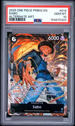 One Piece En Sabo Alternate Art PRB02-014 PSA 10 Gem Mint - Image 1
