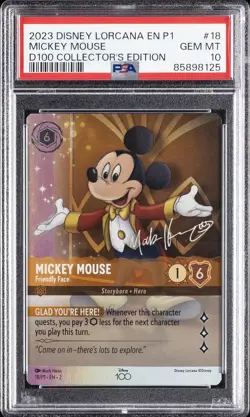2023 DISNEY LORCANA EN P1-PROMO #18 MICKEY MOUSE - FRIENDLY FACE PSA 10 - Image 1