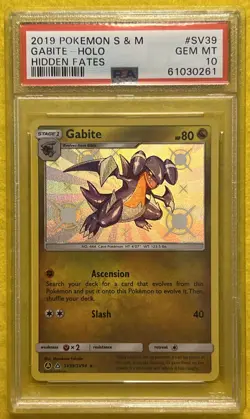PSA 10 2019 Pokemon Sun & Moon Gabite - Holo Hidden Fates #SV39 Gem Mint Dragon - Image 1