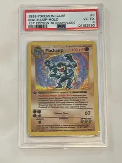 1999 Pokemon Base Set Machamp Holo 1st edition (Shadowless) - PSA 4 - Image 1
