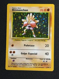 Pokemon TCG Hitmonchan Base Set Holo Rare Card 7/102 Spanish Edition WOTC - Image 1