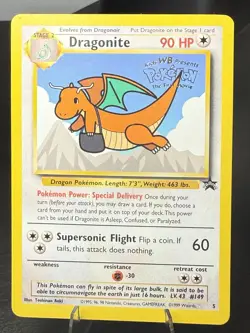 Pokemon TCG Dragonite Black Star Promo Card #5 Vintage WOTC, Near Mint Condition - Image 1