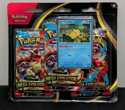Pokemon TCG Mega Evolution 3 Pack Blister Psyduck Promo Sealed Booster Packs - Image 1