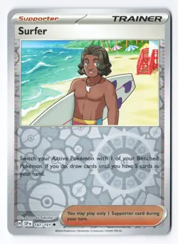 Surfer - 187/191 - SV08: Surging Sparks Pokemon Reverse Holo NM - Image 1