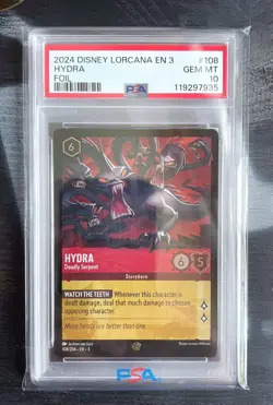 2024 Disney LORCANA EN 3 - HYDRA - Deadly Serpent (Foil) #108 - PSA GEM MT 10 - Image 1