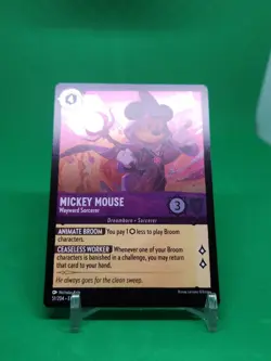 Disney Lorcana Mickey Mouse Wayward Sorcerer 51/204 Super Rare Foil - Image 2