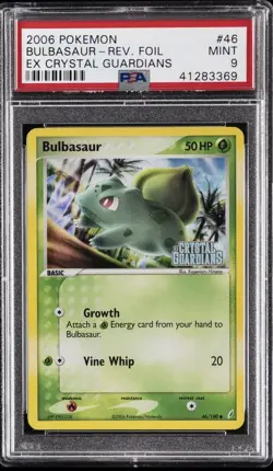 2006 POKEMON EX CRYSTAL GUARDIANS #46 BULBASAUR-REVERSE FOIL PSA 9 - Image 1
