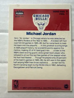 1986-87 Fleer Stickers Michael Jordan #8 (RC)—EX Rookie Sticker 86/87 Bulls - Image 4