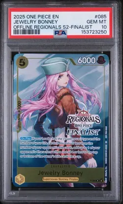 ONE PIECE 25-26 OFFLINE REGIONALS S2 JEWELRY BONNEY #085 FINALIST CARD PSA 10 💎 - Image 1