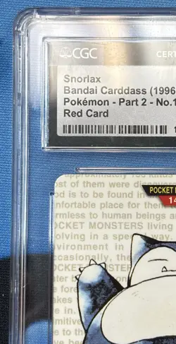 1996 Bandai Carddass Pokemon Part 2 Snorlax No. 143 Red Card CGC 8 - Image 2