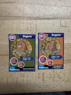 Diglett Dugtrio Poketrivia Card Pokemon Mewtwo Strikes Back 1999 Burger King - Image 1