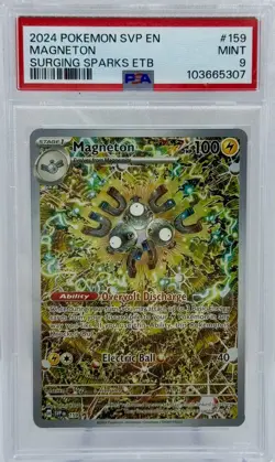 2024 Pokemon SVP EN-SV Surging Sparks ETB Black Star Promo #159 Magneton PSA 9 - Image 1