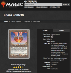 1998 MTG Magic the Gathering Unglued UGL #72 Chaos Confetti Vintage WOTC - Image 3
