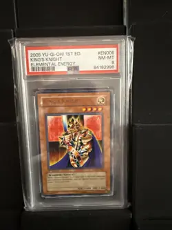 2005 Yu-Gi-Oh! 1st Edition Elemental Energy EN006 King's Knight PSA 8 - Image 1