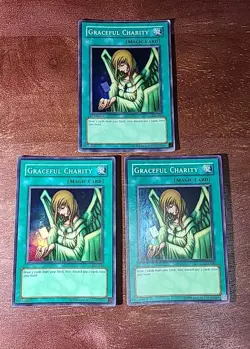 Yugioh Lot of (3) Graceful Charity SDP-040 Super Rare Unlimited LP/MP. Read - Image 1