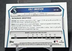 Colt Emerson Chrome Prospect Rookie RC 2026 Bowman Card BCP-108 Seattle Mariners - Image 2