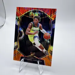 2020-21 Anthony Edwards Panini Select Red White Orange Shimmer 61 Rookie Card RC - Image 3