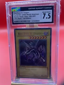 Yu-Gi-Oh TCG 2003 Red-Eyes Black Dragon SDJ-001 Ultra Rare 1st Ed Graded 7.5 - Image 1