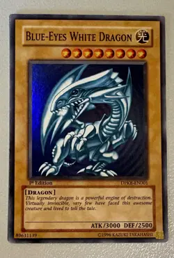 Blue-Eyes White Dragon DPKB-EN001 Super Rare 1996 1st Edition Yugioh Card - Image 1