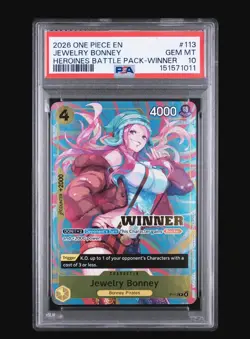 2026 ONE PIECE HEROINES BATTLE PACK WINNER #113 JEWELRY BONNEY PSA 10 - Image 1