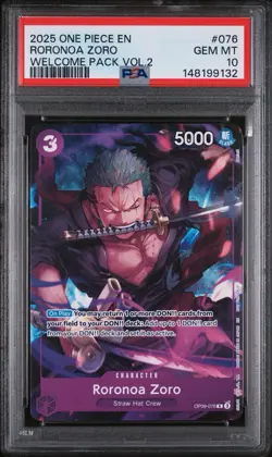 2025 One Piece Roronoa Zoro • OP09-076 Welcome Pack Vol. 2 PSA 10 - Image 1