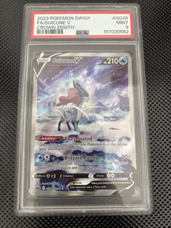 Suicune v Crown Zenith Galarian Gallery Holo Ultra Rare Card GG38 GG70 PSA 9 - Image 1
