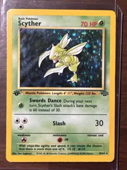 Pokemon TCG Jungle Scyther 1st Edition Holo Card 10/64 LP/MP - Image 1