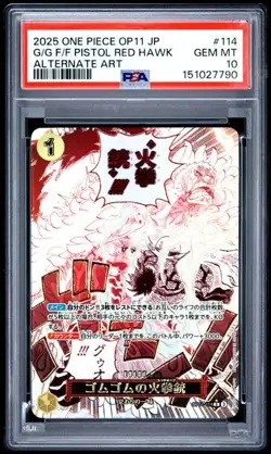 PSA 10 One Piece Gum-Gum Fire-Fist Pistol Red Hawk OP11-114 Alternate Art - Image 1