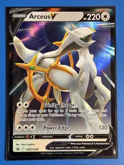 Pokemon Arceus V SWSH306 Sword & Shield BLACK STAR PROMO NM + Card Saver - Image 1
