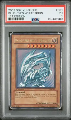 PSA 1 1ST EDITION SDK-001 Blue-Eyes White Dragon 2002 Yugioh Starter Deck Kaiba - Image 1