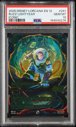 🚀👨‍🚀 2026 DISNEY LORCANA WILDS UNKNOWN ICONIC #241 BUZZ LIGHTYEAR PSA 10 - Image 1