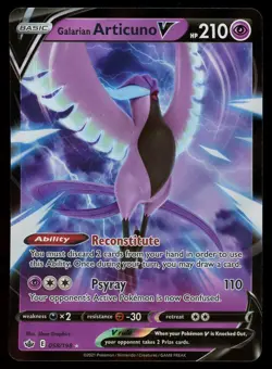 POKEMON CARD - GALARIAN ARTICUNO V 058/198 SWORD & SHIELD CHILLING REIGN - Image 1