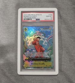 Bandai One Piece Card Game Monkey D. Luffy OP08-109 Treasure Rare Foil PSA - Image 1