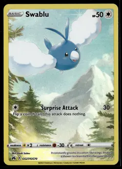 Swablu GG27/GG70 Crown Zenith Galarian Gallery Holo English Pokemon Card (LP) - Image 1