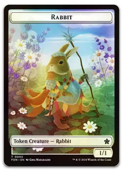 Rabbit // Soldier Double-Sided Token #5 // 6 (Foil) NM Foundations FDN Magic MTG - Image 1