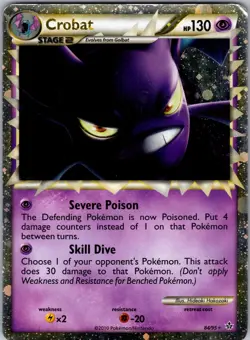 Crobat 84/95 Prime Rare HGSS Unleashed Pokemon Holo Moderately Played - Image 1